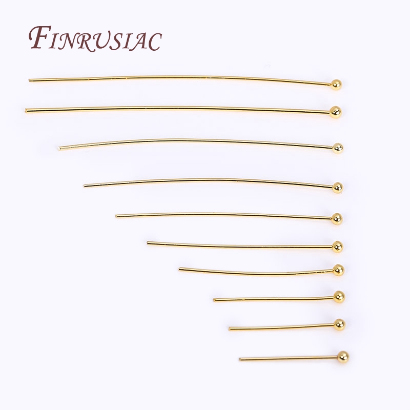 อุปกรณ์สําหรับเครื่องประดับขายส่ง 50 ชิ้น/ล็อต 18K Gold Plated Eye Pin/Ball Head Pin/แบน Head Pin สําหรับเครื่องประดับ DIY ทํา