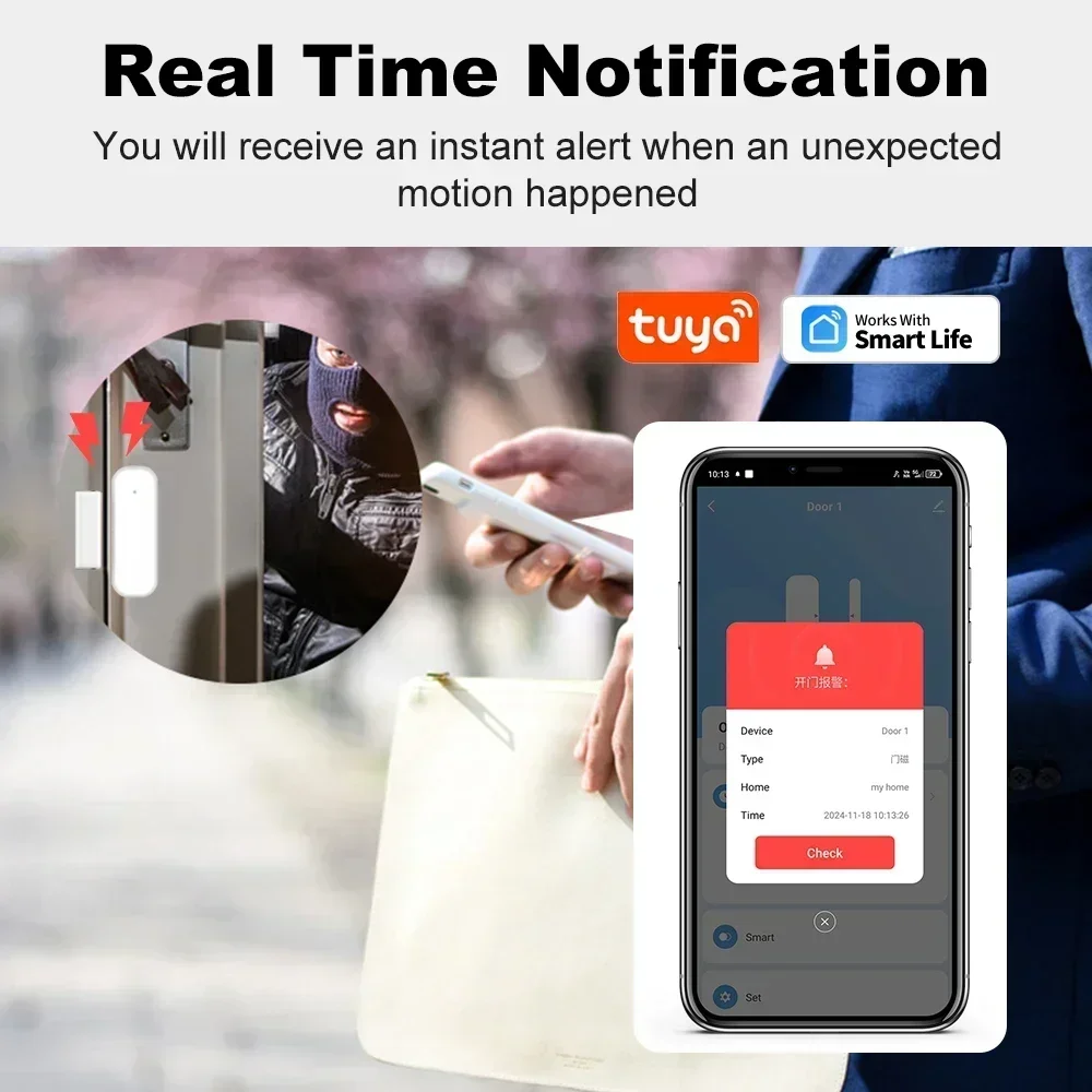 Tuya Zigbee Deursensor Magnetisch raam Open Gesloten Alarmdetector Werkt met Smart Life APP Alexa Google Need Zigbee Gateway