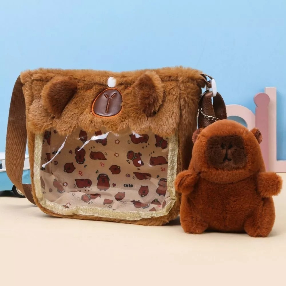 Bolso de hombro Capybara Mochila de felpa Animales Estudiantes Bolso escolar Pareja