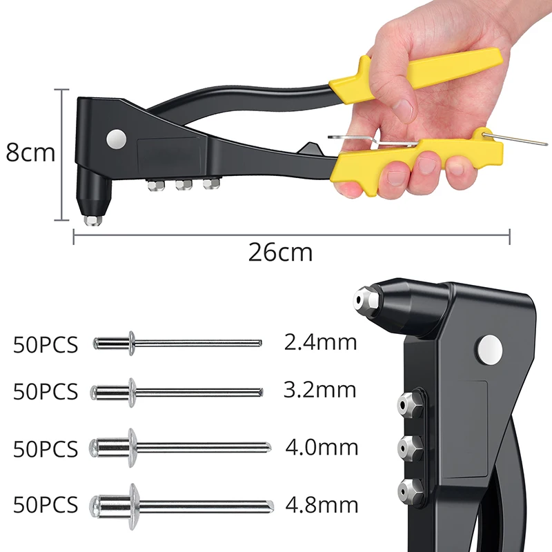 380/200/120/60pcs Heavy Duty Riveter Gun ชุดมือ Riveter ตาบอด Rivet คีมปืน DIY มือชุดเครื่องมือ Rivets NUT เครื่องมือยานยนต์