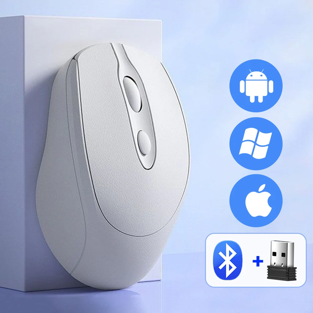 Ergonomische kabellose Bluetooth-Maus, 1600 DPI, wiederaufladbare Maus für MacBook, Tablet, Computer, Laptop, 2,4 GHz, USB-PC-Setup-Zubehör