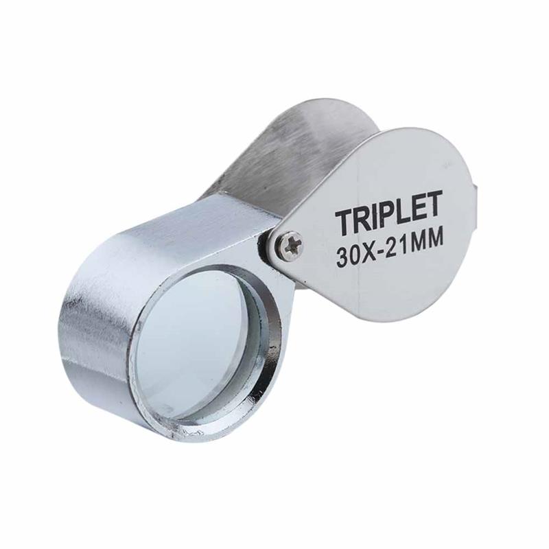 10X-30X Metal Magnifying Glass Jewelers Eye Tool Jewellery Folding Loupe Glass Lens Magnifying Triplet Glass Jewelry Diamond