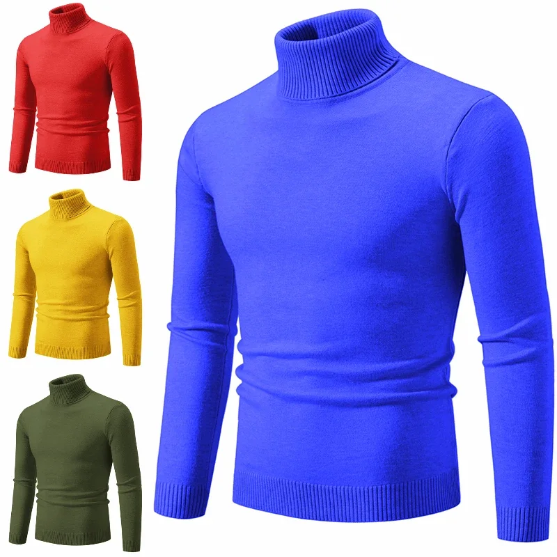 Neue gestrickte Stehkragenpullover für Herren, weicher und hautfreundlicher Pullover, warmer und vielseitiger Rollkragen-Strickpullover für Herren