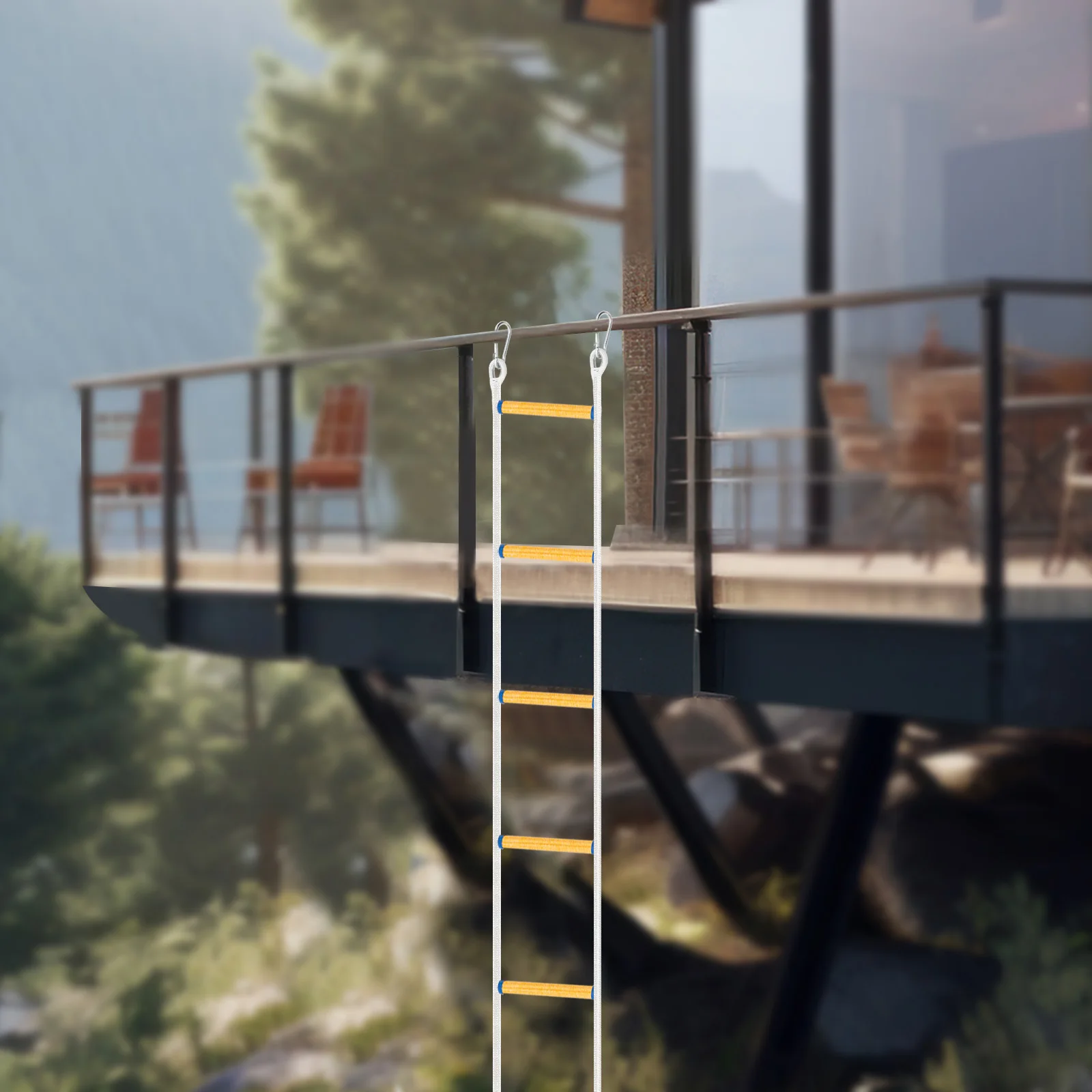 Escada de corda extensível escada de fogo 12m escada de corda escada de resgate escada de fogo com fecho de segurança durável portátil escalada resgate