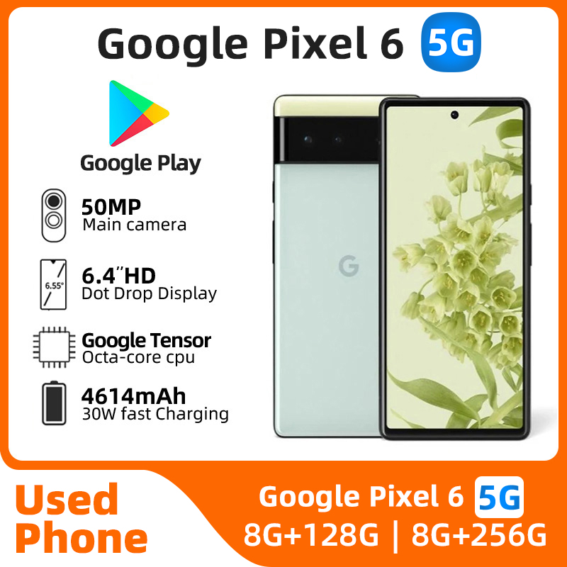 Google-teléfono inteligente Pixel6 5G, CPU, Tensor de Google, capacidad de batería de 4614mAh, cámara de 50MP, original, usado