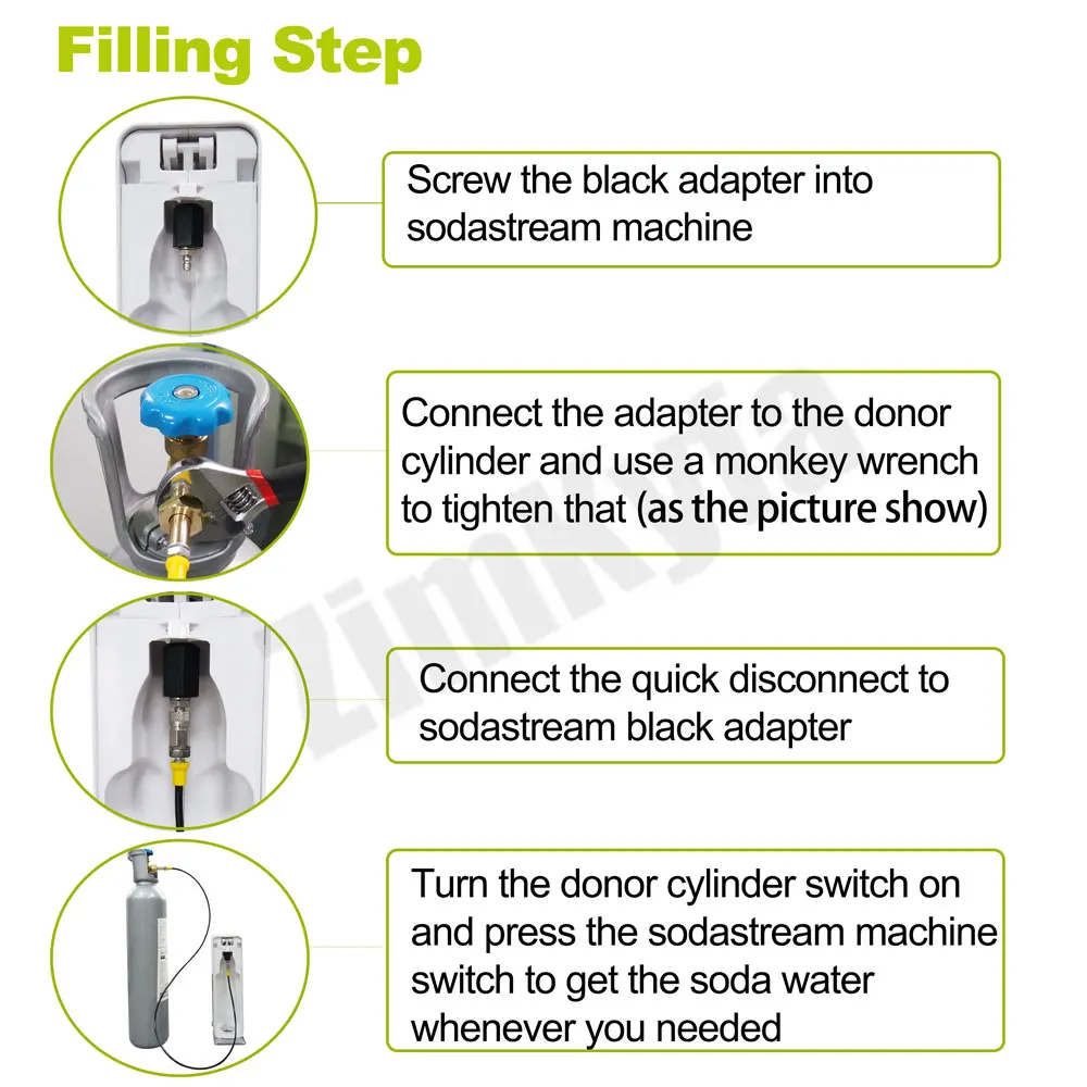 CO2 Soda Club Maker Fizzy Drink Water Hose Kit for Sodastream Tr21-4 Machine to Large CGA320 or W21.8-14 Carbon Dioxide Tank