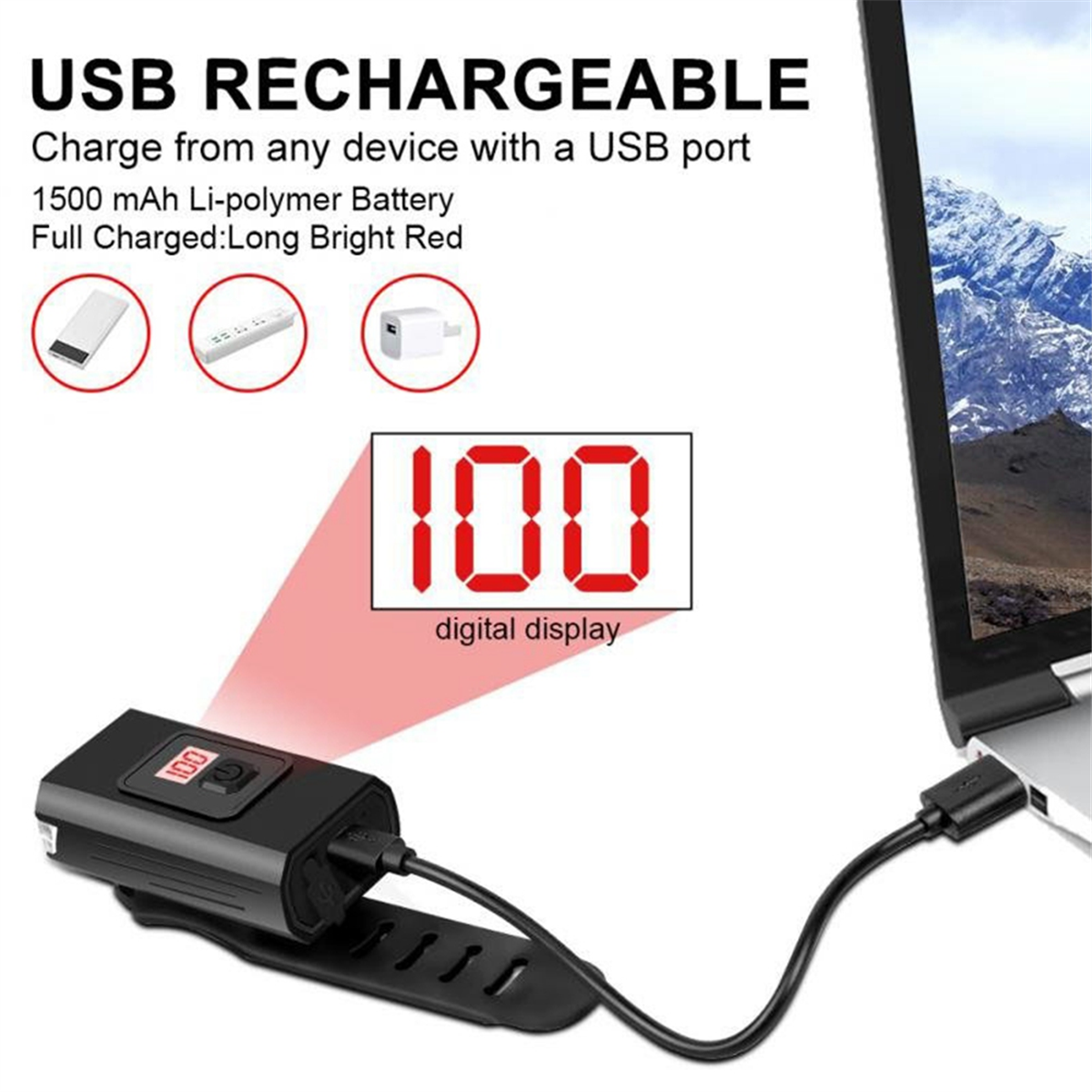 USB充電式自転車ライト,1200ルーメンLEDライト,マウンテンバイク,ロードバイク,フロント,サイクリングアクセサリー,t6