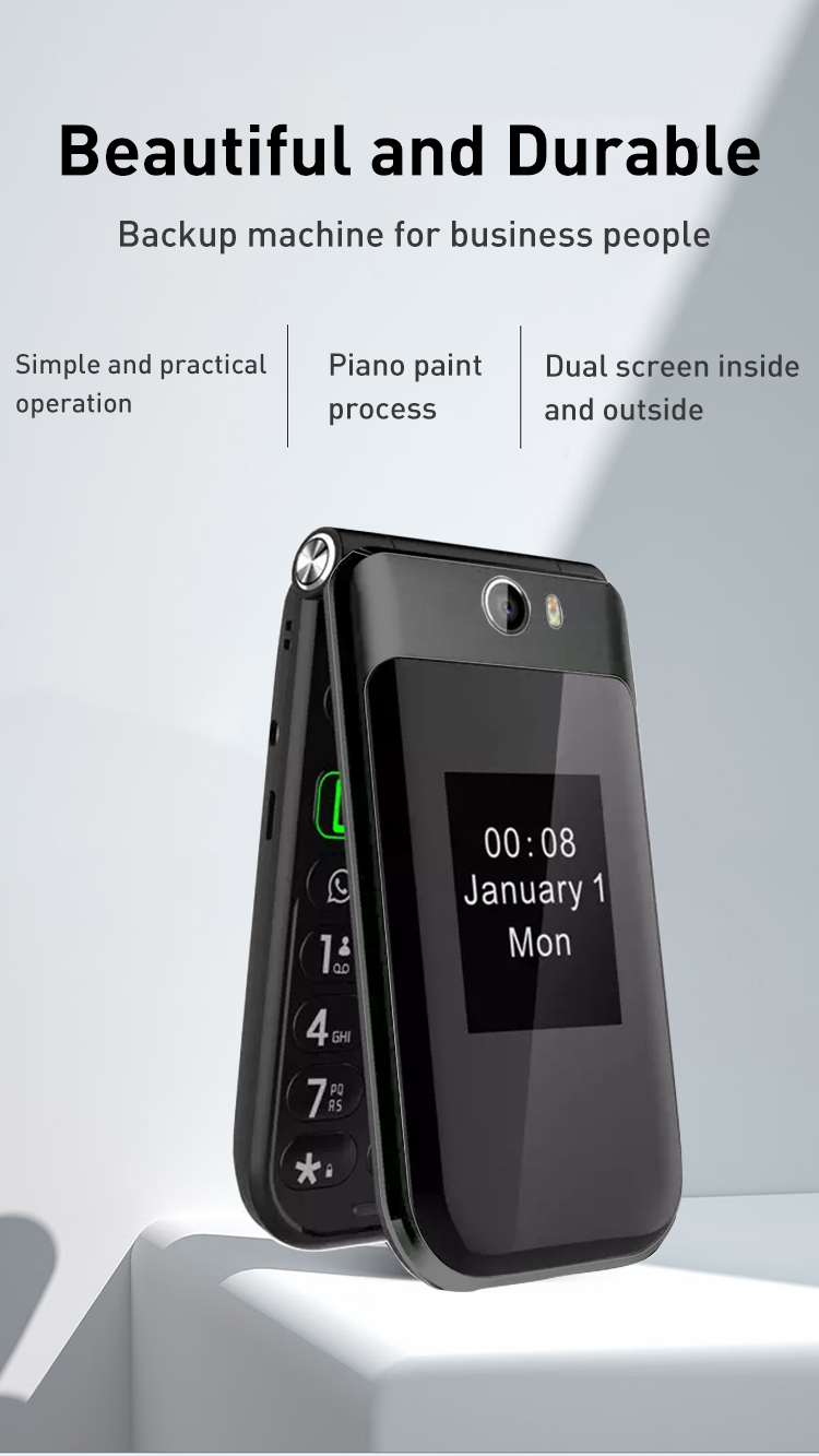 TIQ Q3 Flip Touch Screen Android 8 MTK6739 Google Play 2.8 Inch 3GB 32GB Mobile Phone