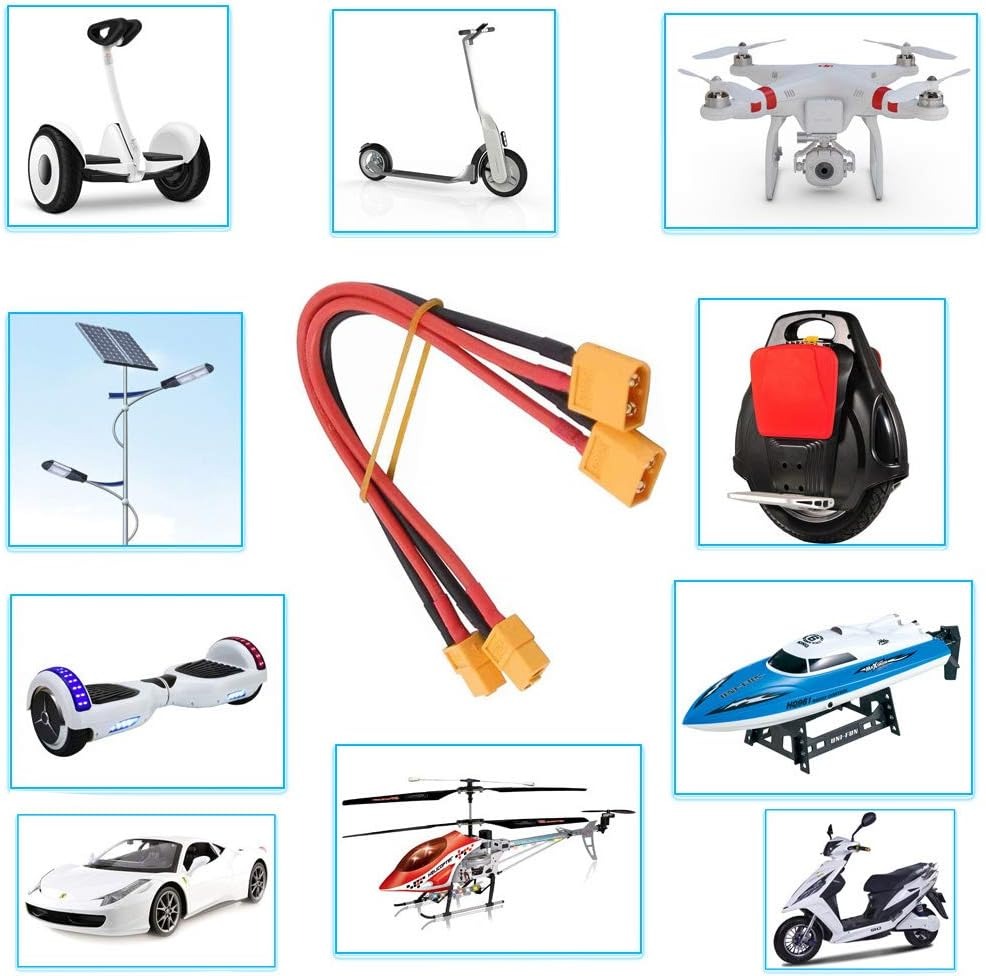 Conector de bateria paralela xt60 12awg, cabo macho/fêmea, extensão dupla, 40cm/60cm, fio de silicone para motor de bateria rc