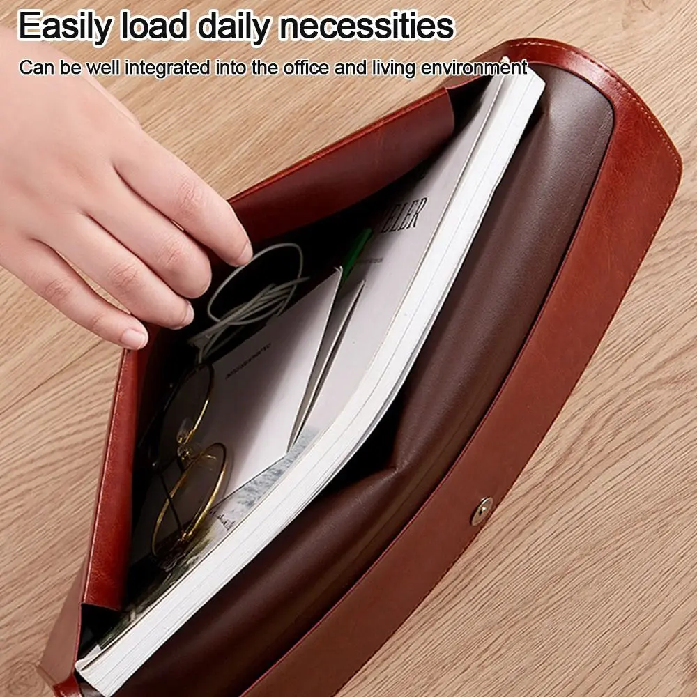 Capacity Data Contract Bill Storage Document Organiser Stationery Dustproof Briefcase Leather File Folder File Bag Document Bag