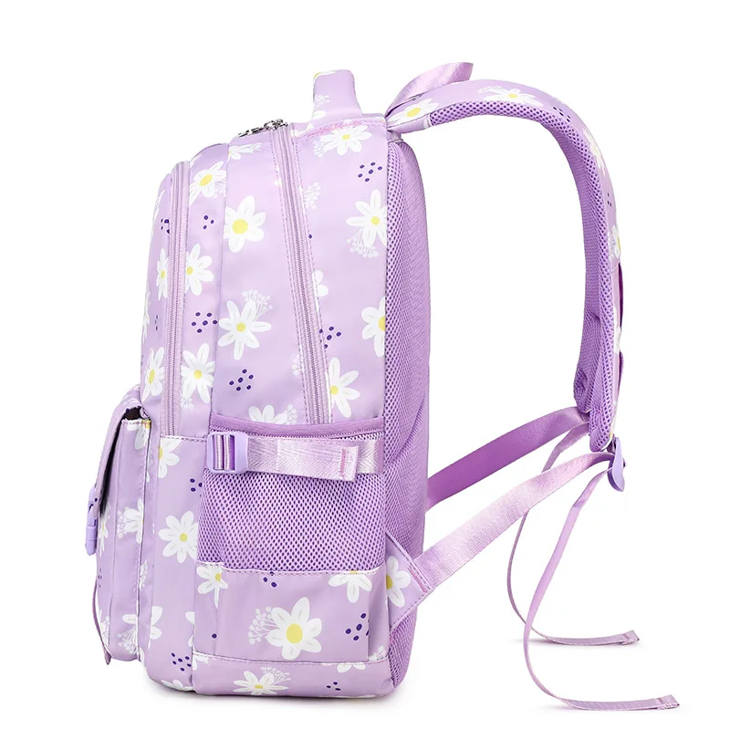 Вместительные школьные рюкзаки для девочек от 7 до 10 лет, сумка для средней школы, фиолетовый рюкзак для книг, Цветочный Рюкзак со множеством карманов