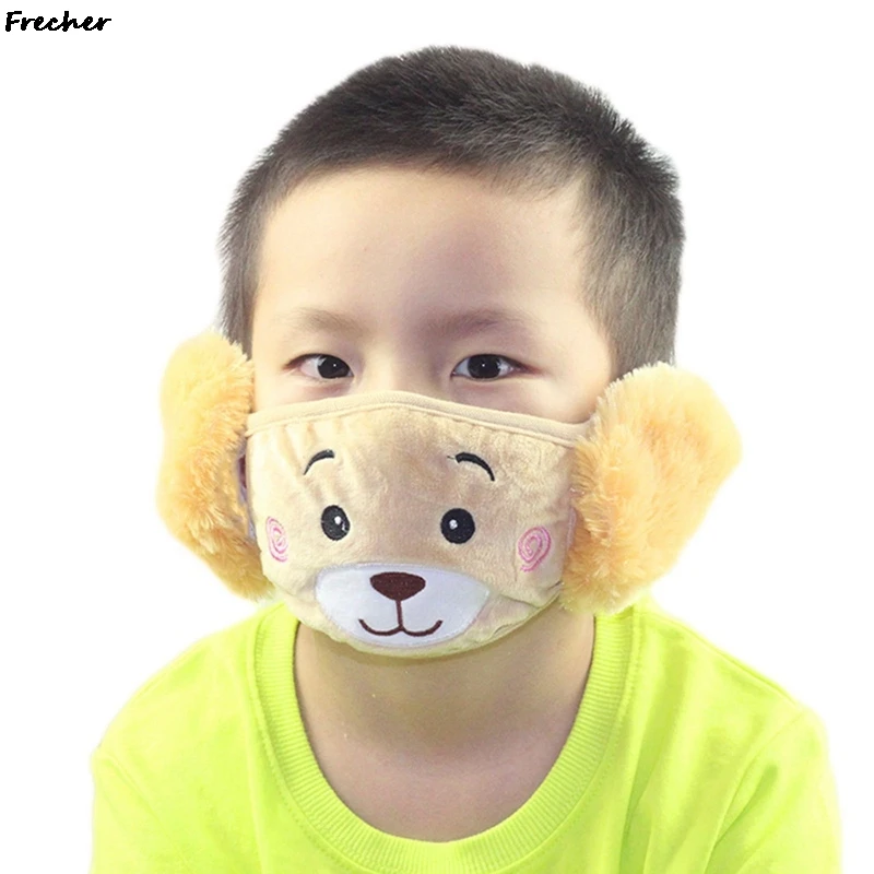 ฤดูหนาวเย็นป้องกัน Earmuffs เด็กปาก WARM Earflaps กลางแจ้ง Fluffy หู Muffs หมวก Plush หูฟัง Face Masks