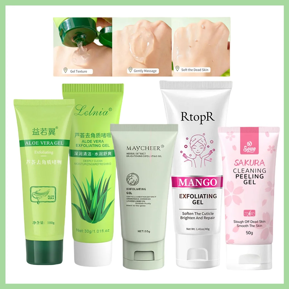 Rosto esfoliante gel aloe vera esfoliante facial limpa remover cravo hidratante encolher poros cuidados com a pele