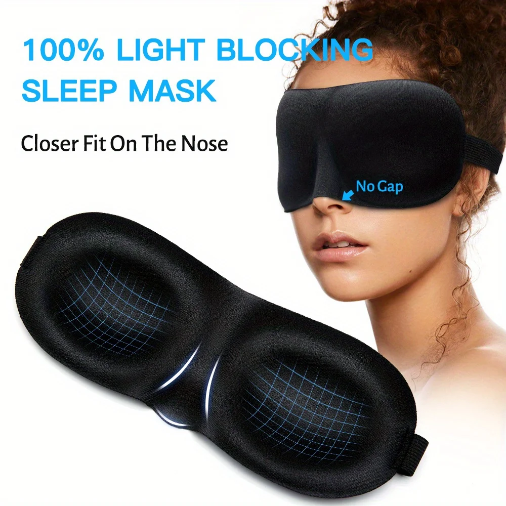 Máscara de sono 3D ultra confortável, espuma macia de memória, máscara de bloqueio de luz para dormir repousante, perfeita para viagens e meditação