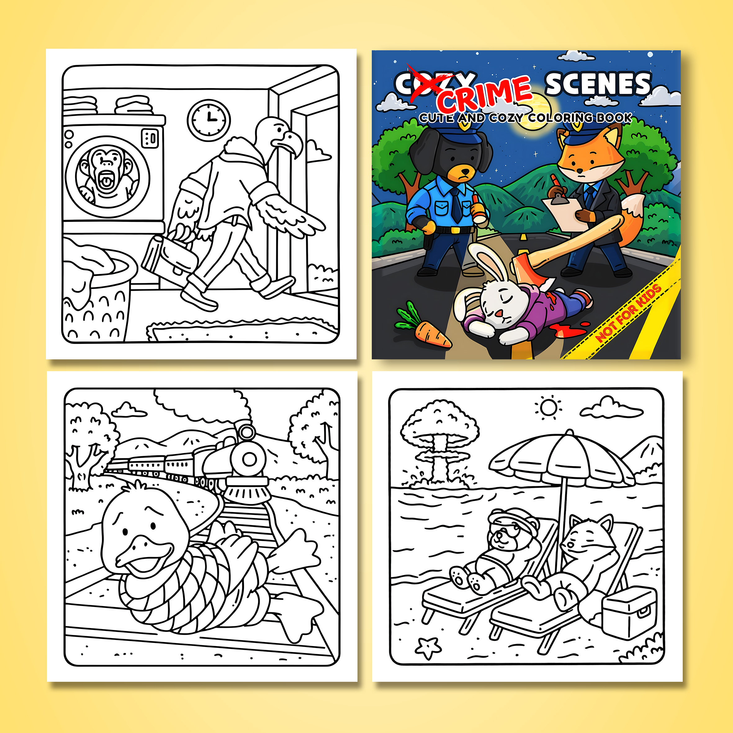 CRIME SCENES Bold-easy Patterns Coloring Book for Adults Cute Drawing Book Perfect Gift for Party and Birthday