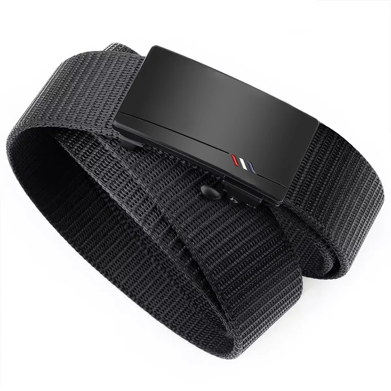 Cinturón informal de nailon para hombre, tela tejida, transpirable, con hebilla automática, correa para deportes al aire libre, cinturón vaquero de moda