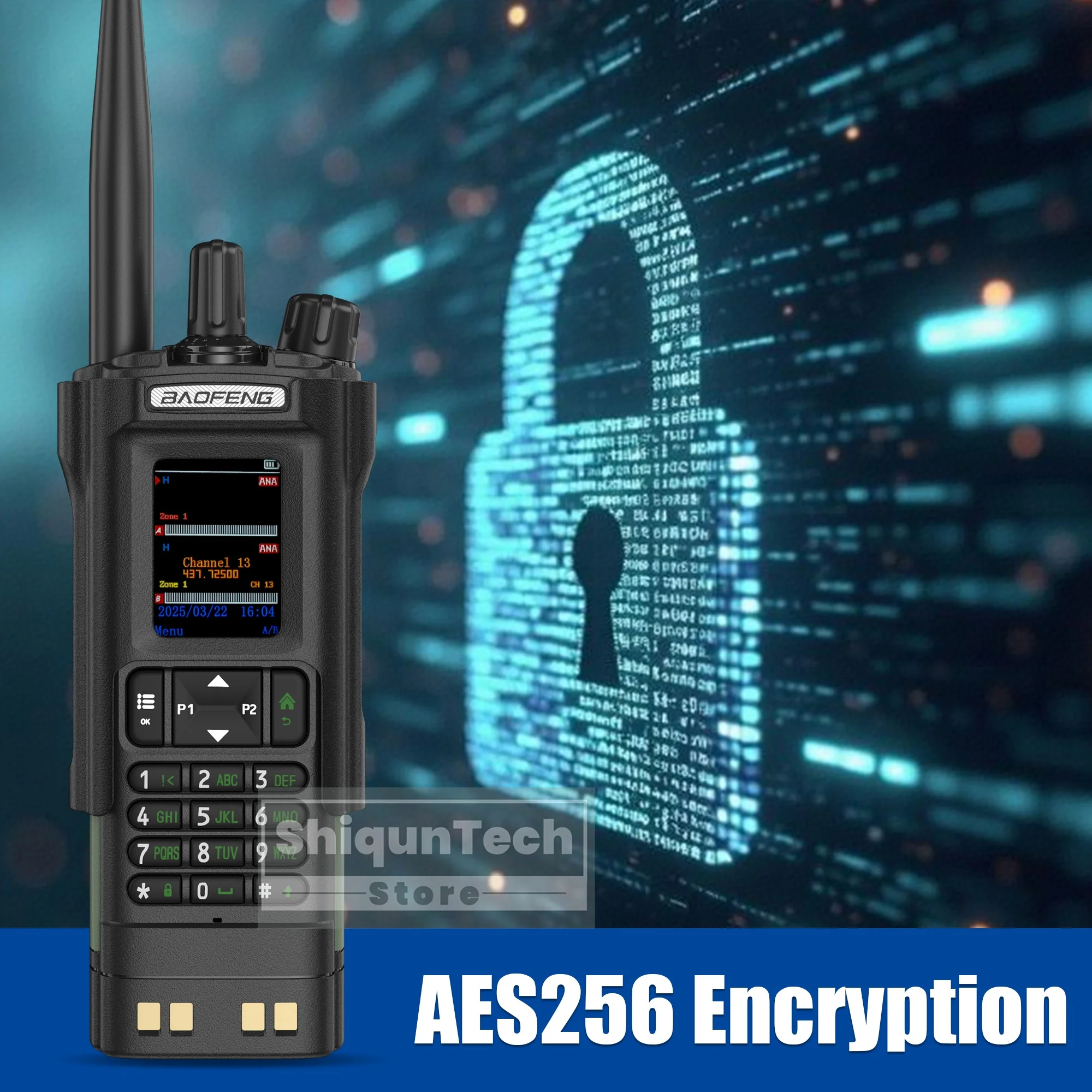 BAOFENG DM-32 mit Gürtelholster DMR Radio Digital GPS APRS Walkie Talkie AES256 Verschlüsselung 999CH Dual Mode Analog Dual Time Slot