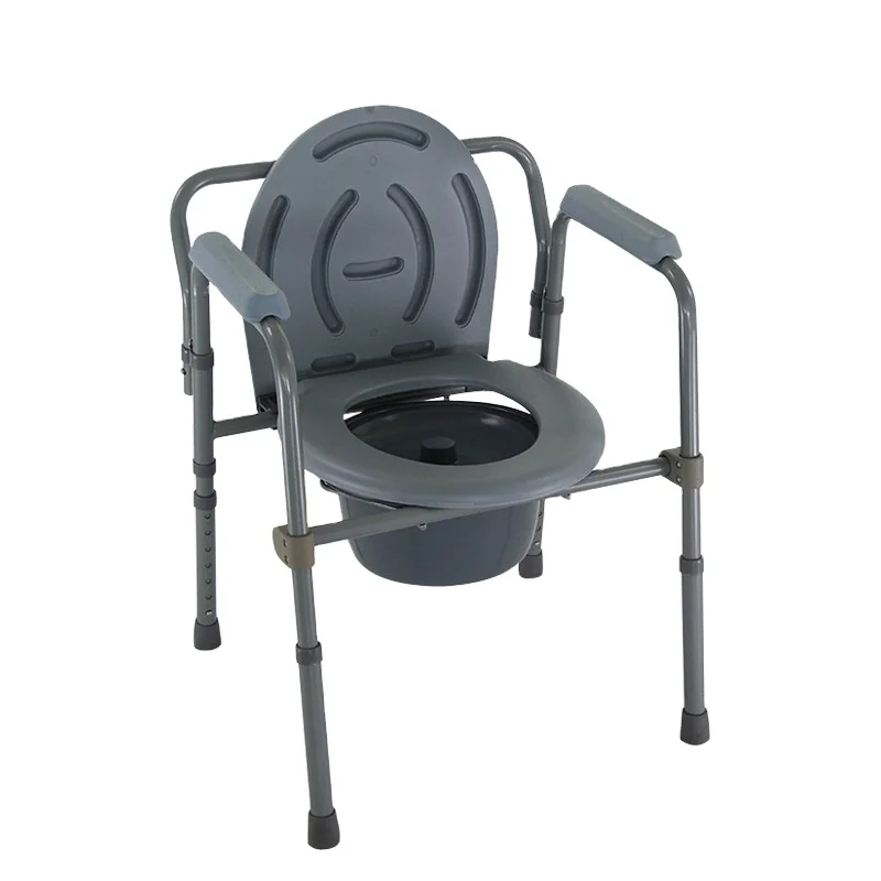 Taburete tipo concha para personas mayores, silla con cubo de inodoro, altura ajustable