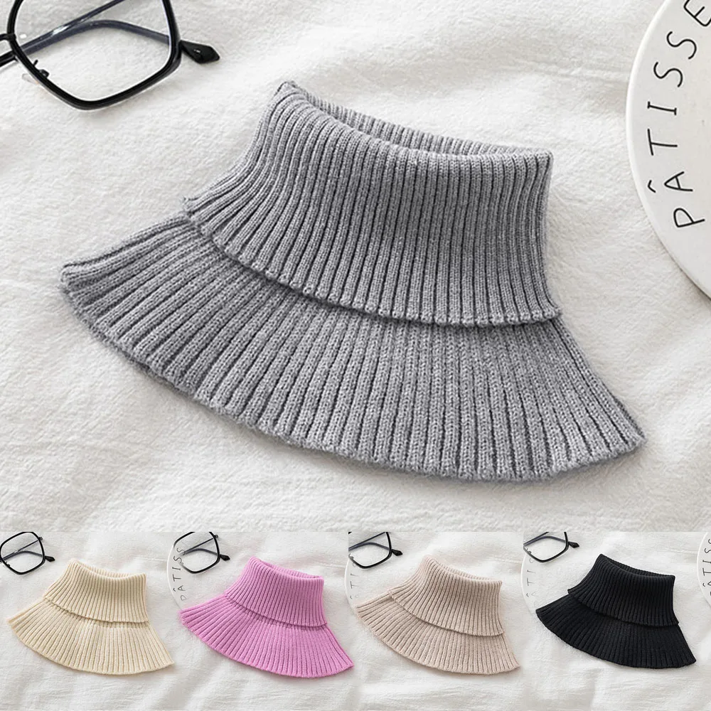 Jersey de punto elástico que combina con todo para otoño e invierno, cuello falso, cubierta de cuello falso, blusas con cuello desmontable, cuello de camisa falso para mujer