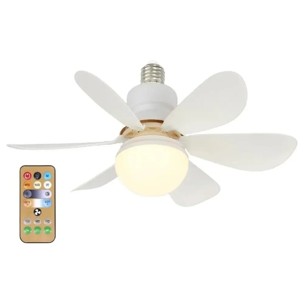 LED 30W ceiling fan light E27 with remote control for dimming, suitable for living room, study, household use, 85-265V