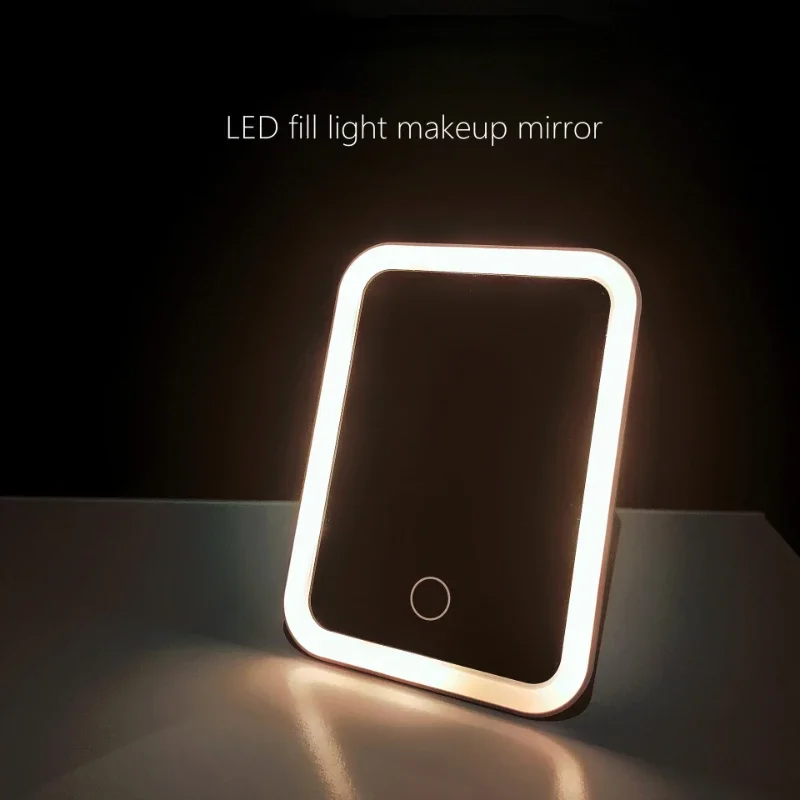 Màn Hình LED Cảm Ứng Gương Trang Điểm Gấp Gọn Gương Có Đèn Gương Trang Điểm 3 Màu Ánh Sáng Chế Độ USB Sạc Mỹ Phẩm Có Gương Dụng Cụ