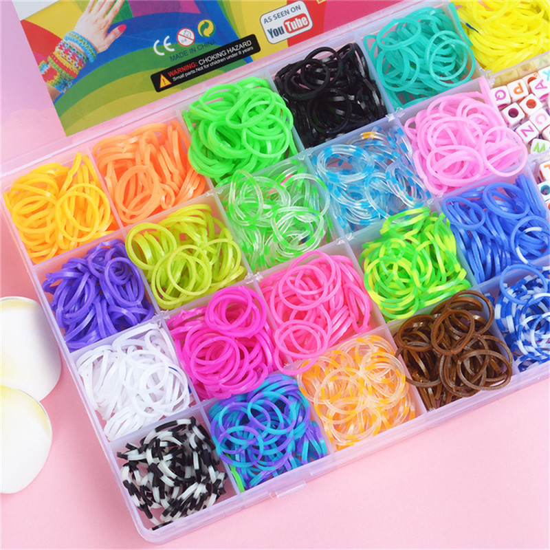 DIY Handmade ยางวง Loom ทอผ้าเครื่องมือกล่องสร้อยข้อมือชุดของเล่นเด็กถักศิลปะหัตถกรรมลูกปัดของเล่นสาว