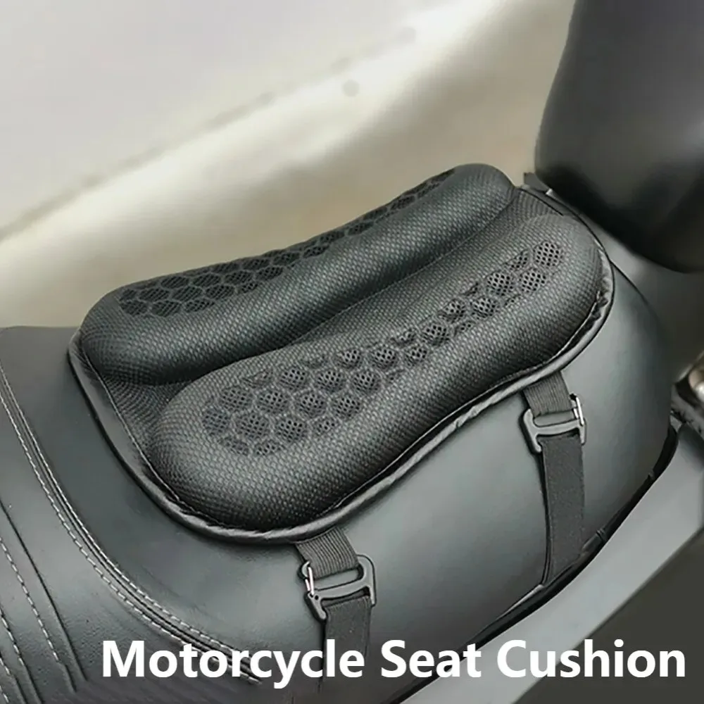 Almofada do assento da motocicleta almofadas de assento traseiro 3d sopro almofada de ar à prova de choque respirável moto sela almofada recuperação lenta memória gel almofada
