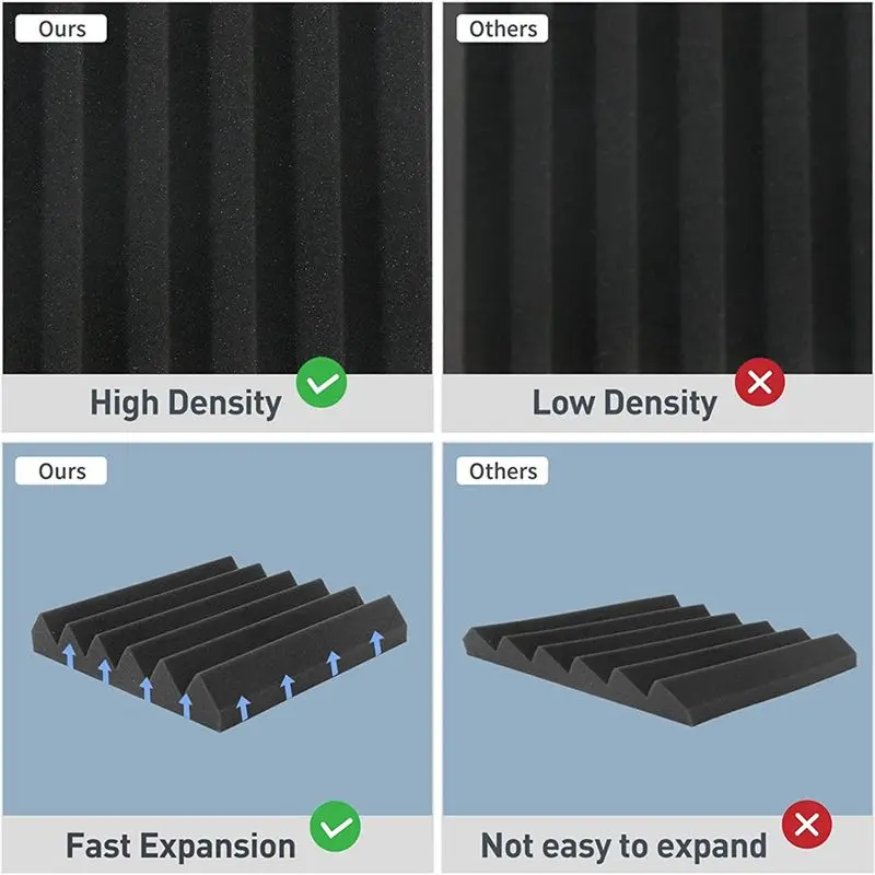 A31Z-12 Piece Acoustic Foam Panels Black Wedges Soundproof Foam Panels High Density Foam Fire Resistant Foam