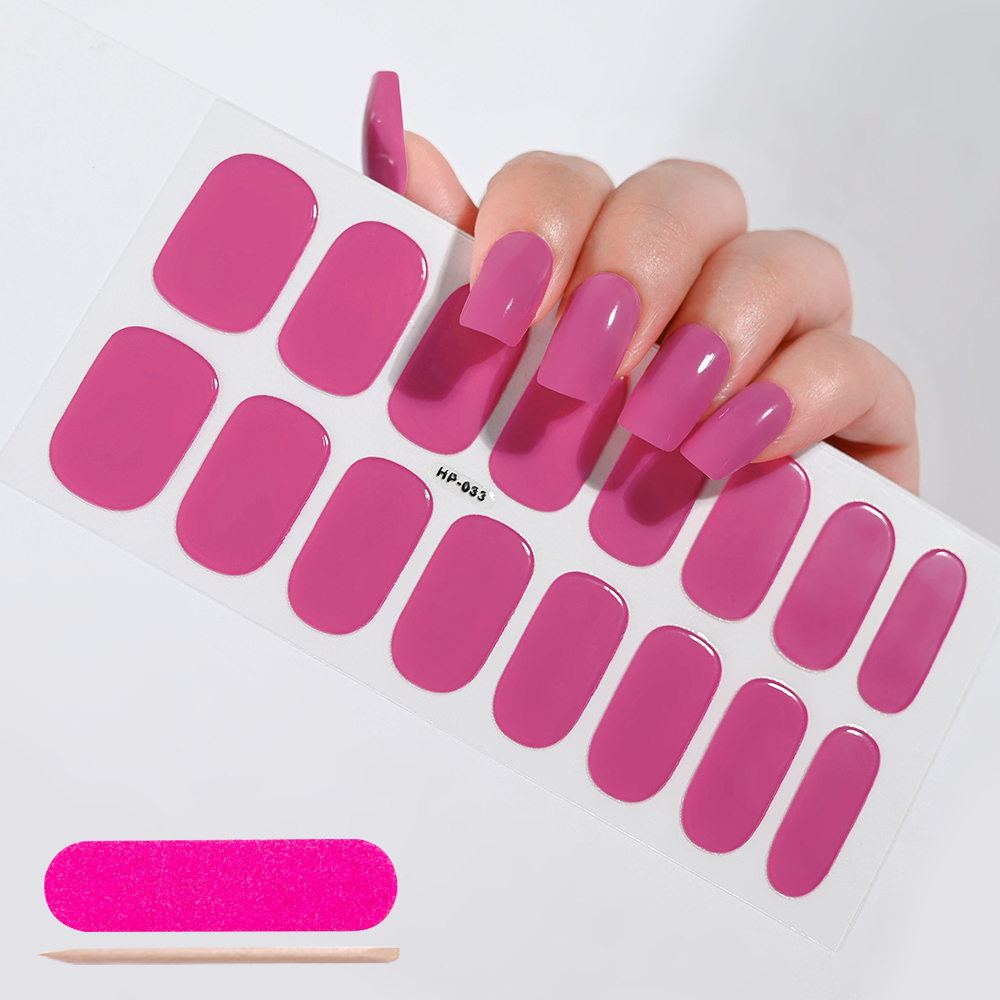 16 puntas de Color sólido, pegatina de Gel semicururado de color rosa desnudo para uñas, pegatina UV de larga duración para uñas, cobertura completa, lámina de Gel de extensión UV/LED