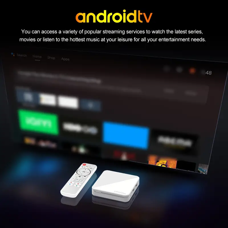 H96 MAX H313 Smart TV Box Android 14 ATV TV Box 4K@60fps 100M/LAN Wifi6 BT5.0 Google Voice Assistant Медиаплеер Set Top Box