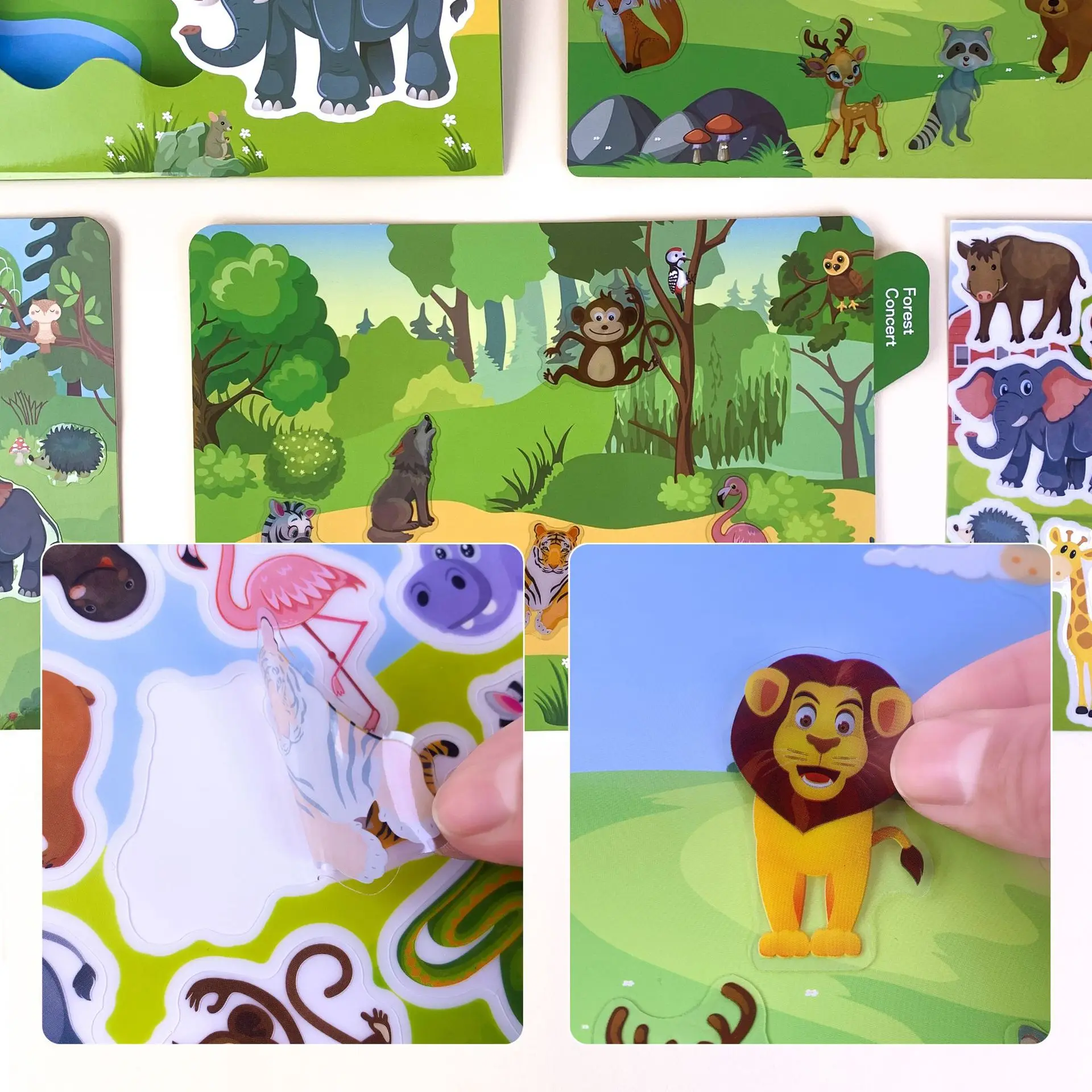Nuevos niños, pegatinas bonitas de escena reutilizables, rompecabezas DIY, pegatinas, juegos, libros, dibujos animados, animales, juguetes cognitivos de aprendizaje para niños, regalo