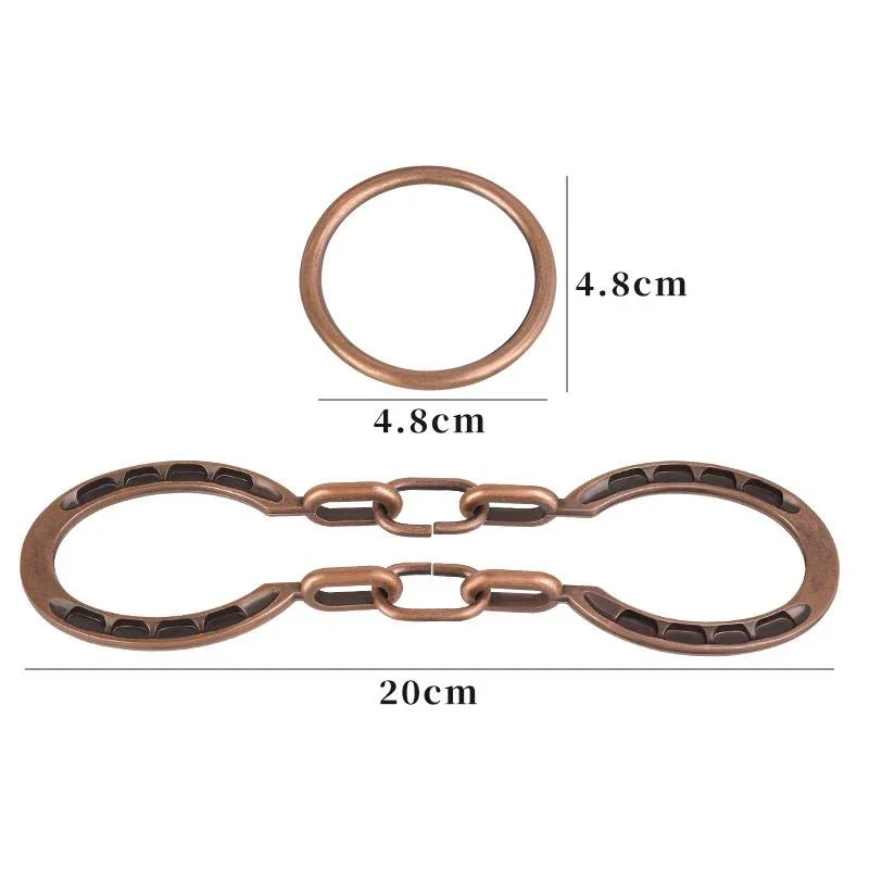 Horseshoe Lock (สีน้ําตาล) 3D โลหะปริศนาสมอง Teaser แหวนกําจัดผู้ใหญ่เด็ก IQ Challenge เกมเก่าล็อค Shackles Solution ปัญญา