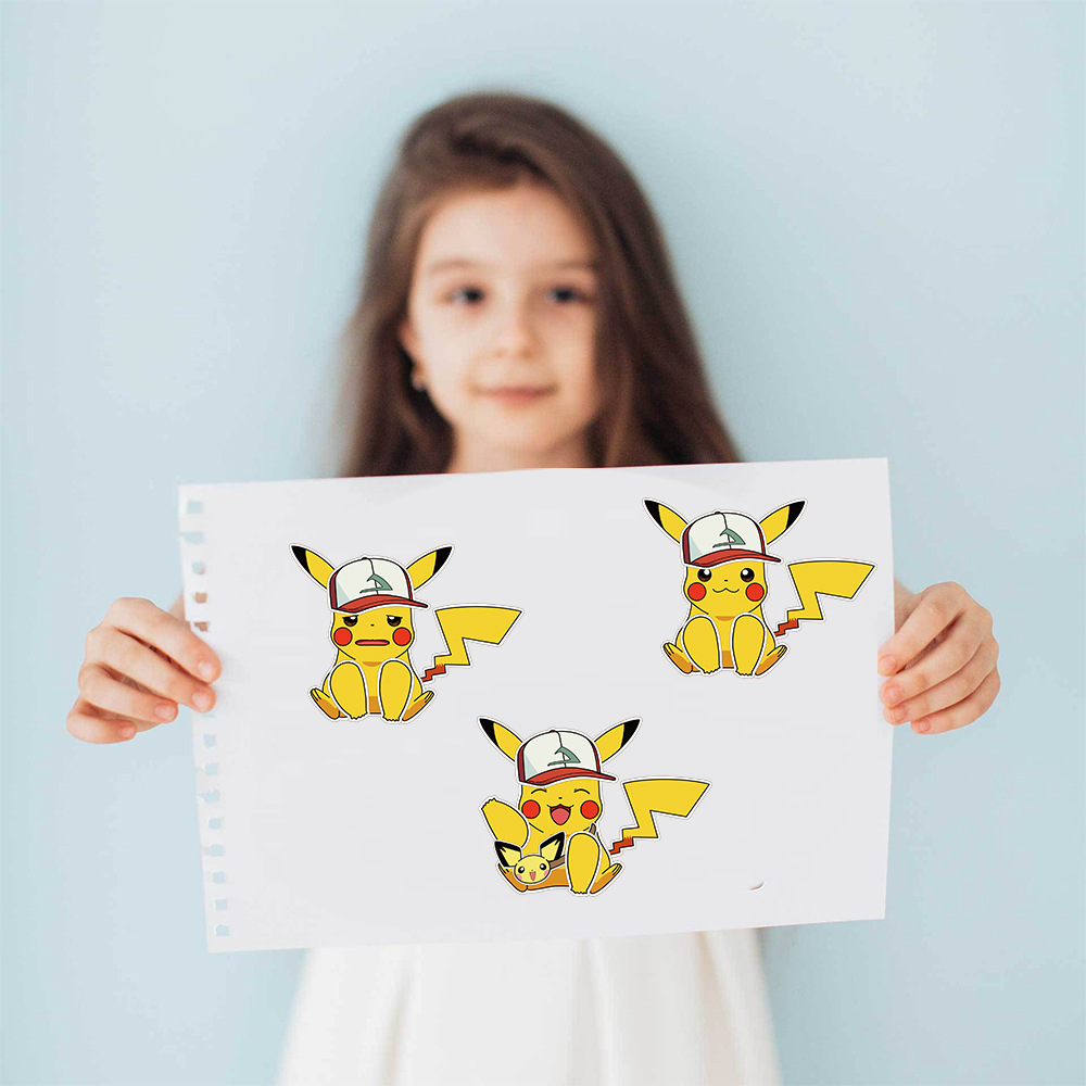 8 sztuk Pokemon zrób twarz naklejki DIY Kawaii Anime rysunek Pikachu naklejki wyrażenie naklejki śmieszne Puzzle zabawki edukacyjne dla dzieci