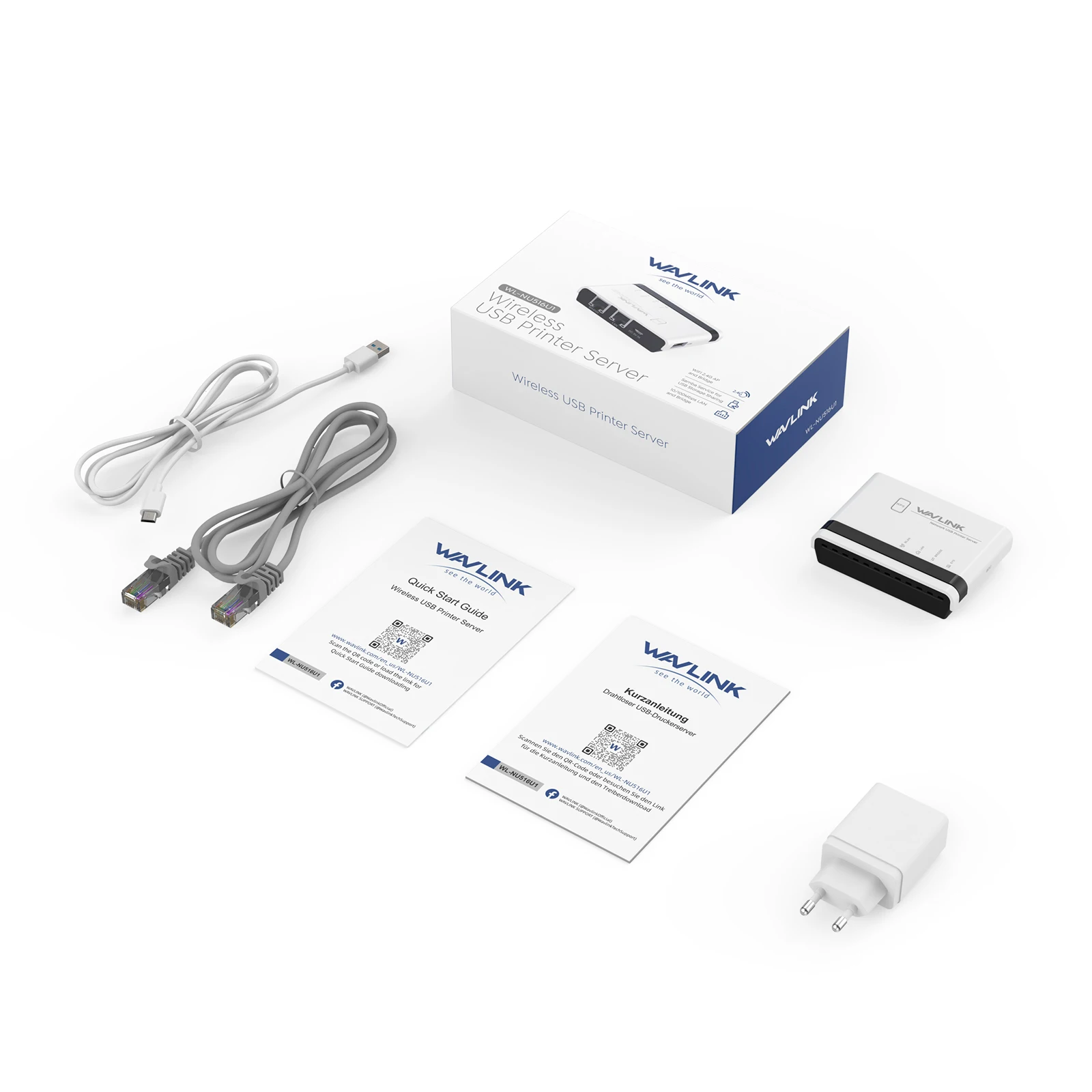 Сервер беспроводного принтера WAVLINK USB2.0 с сетевой связью 10/100 Мбит/с, поддержка Wi-Fi, проводные/беспроводные/стандартные режимы для Windows/Mac