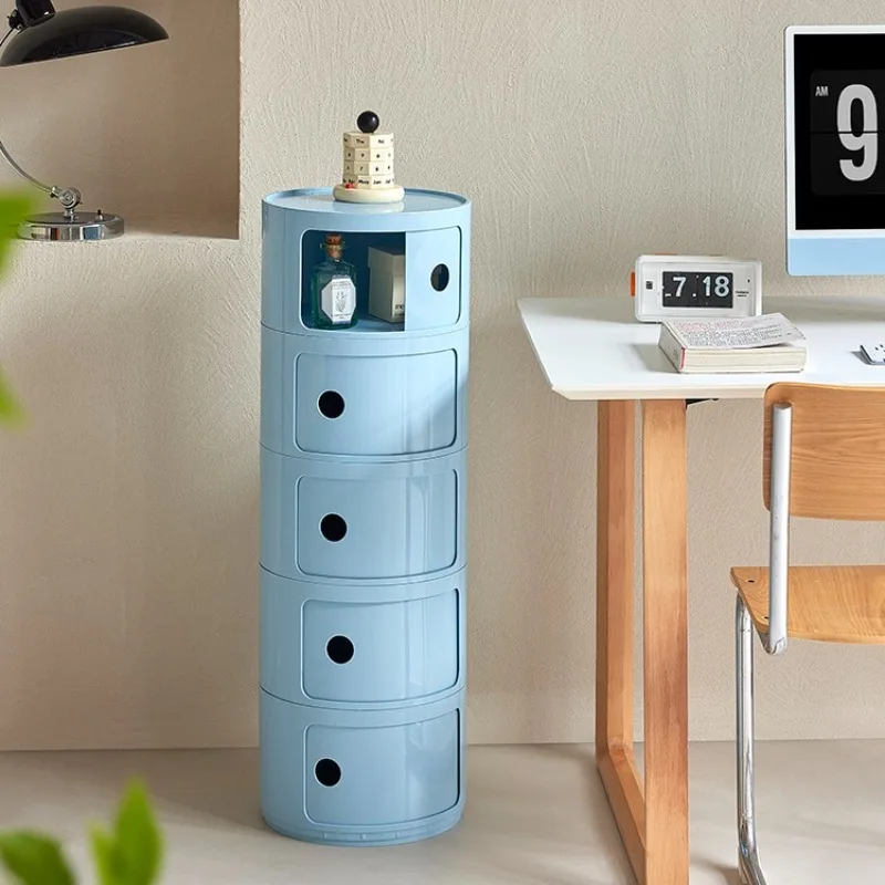 Mesita de noche nórdica Ins Net roja, mueble pequeño creativo redondo blanco minimalista moderno, Mini armario lateral de plástico Simple