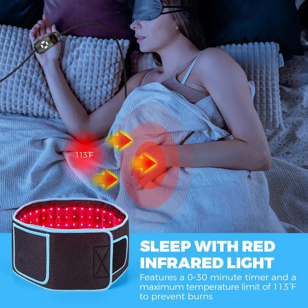 Đỏ & Đèn LED Hồng Ngoại Trị Liệu Dây 850nm 660nm Giảm Đau Lưng Bọc Đốt Cháy Mỡ Thừa Dây Máy Giảm Béo Eo Nhiệt miếng Lót Toàn Thân