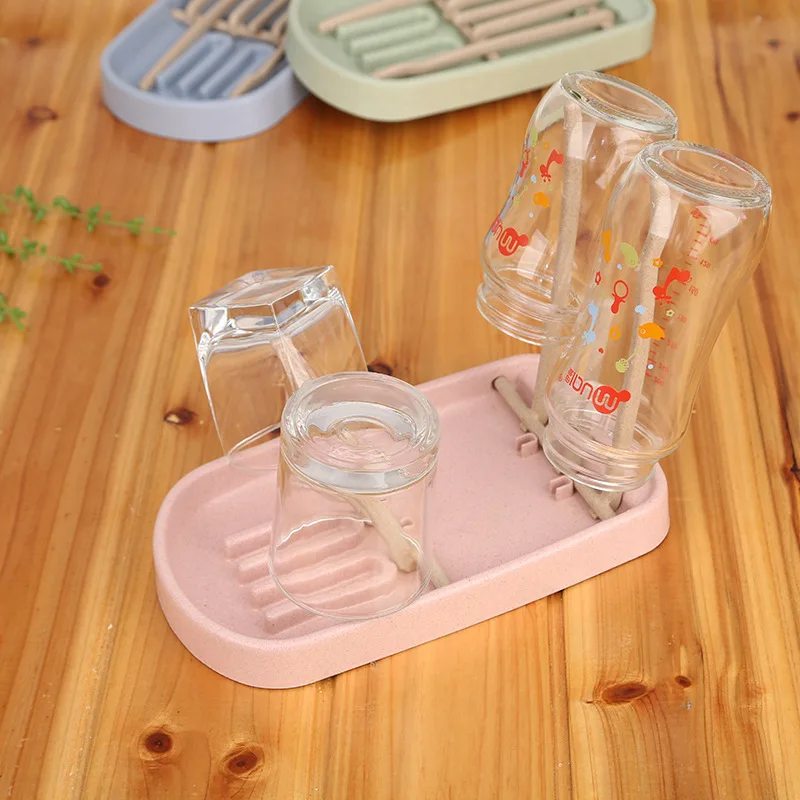 Baby Flasche Weizen Stroh Trocknen Rack Fütterung Tasse Halter Abnehmbare Rack Reinigung Schnuller Zubehör Lagerung Trocknen Regal Sauber