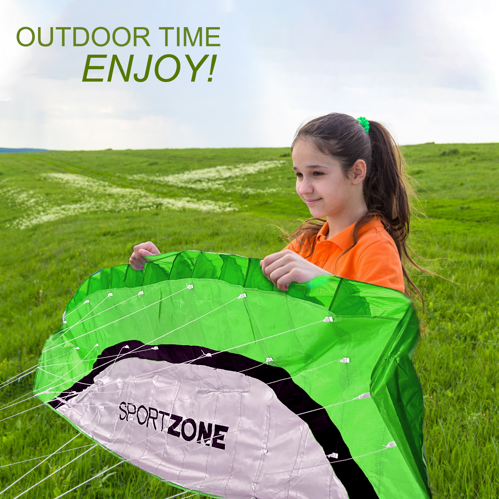 Mới Chất Lượng Cao 2.5M Xanh Lá Kép Dòng Parafoil Diều WithFlying ToolsPower Viền Thuyền Buồm Kitesurf Rainbow Thể Thao Bãi Biển