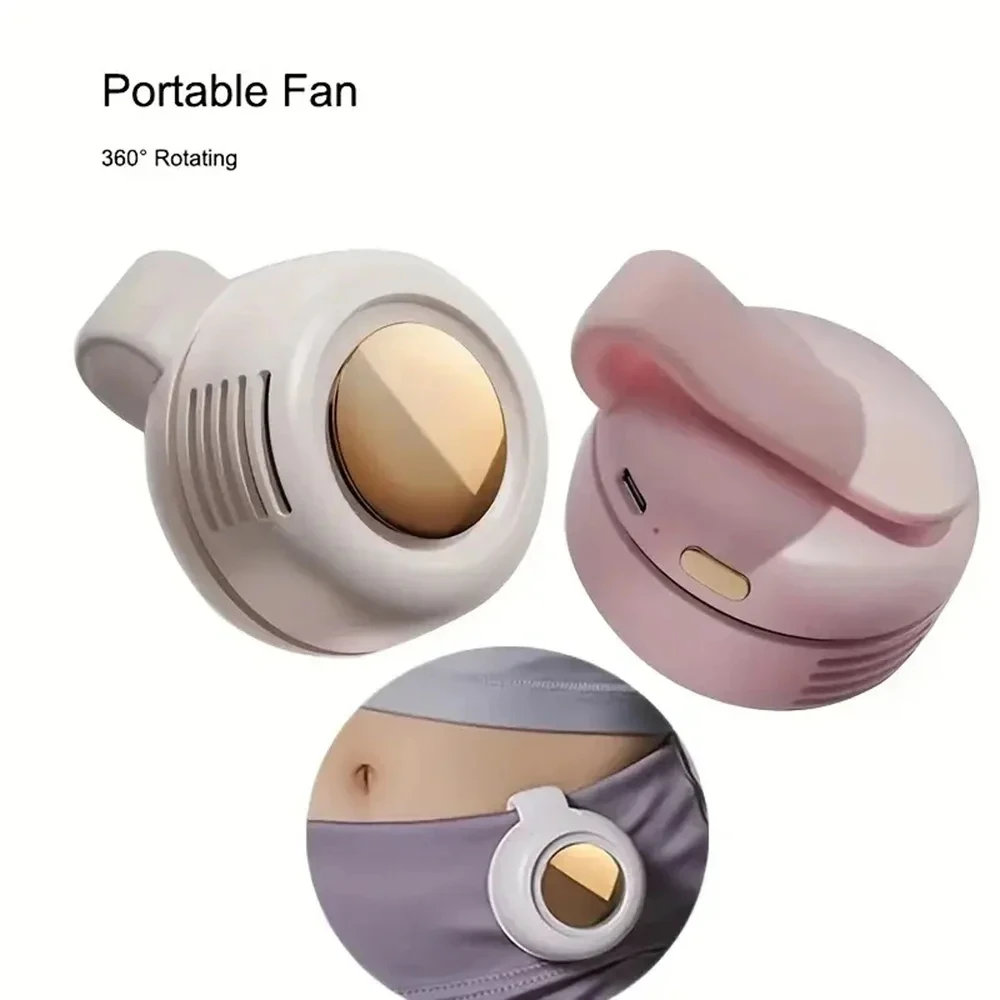 Ventilador redemoinho sem folhas com design de botão portátil, carregamento USB, mini ventilador portátil silencioso para casa e viagens ao ar livre