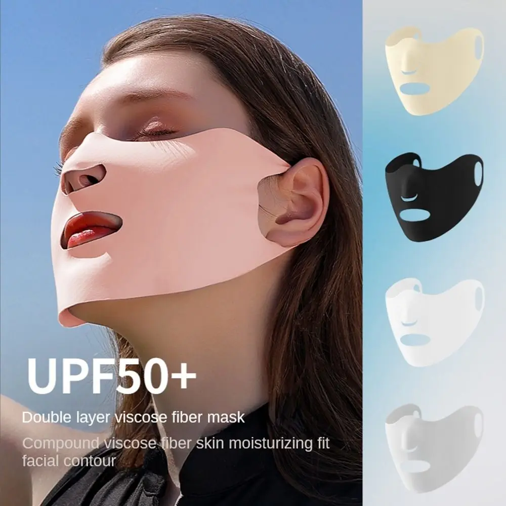 Máscara de verão para mulheres, cobertura facial respirável e lavável, dupla camada, seda gelo, para esportes ao ar livre, ciclismo