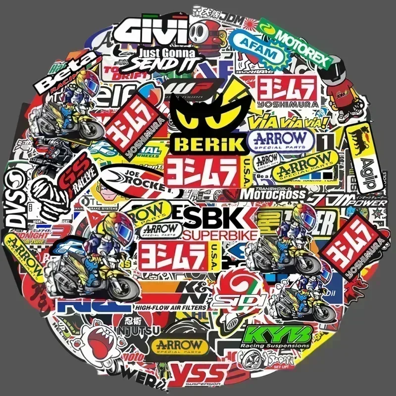 40/80/120 pçs aleatório motocicleta adesivos ornamentais para kawasaki honda yamaha decalques carro bicicleta capacete tanque de corrida patrocinador logotipo conjunto