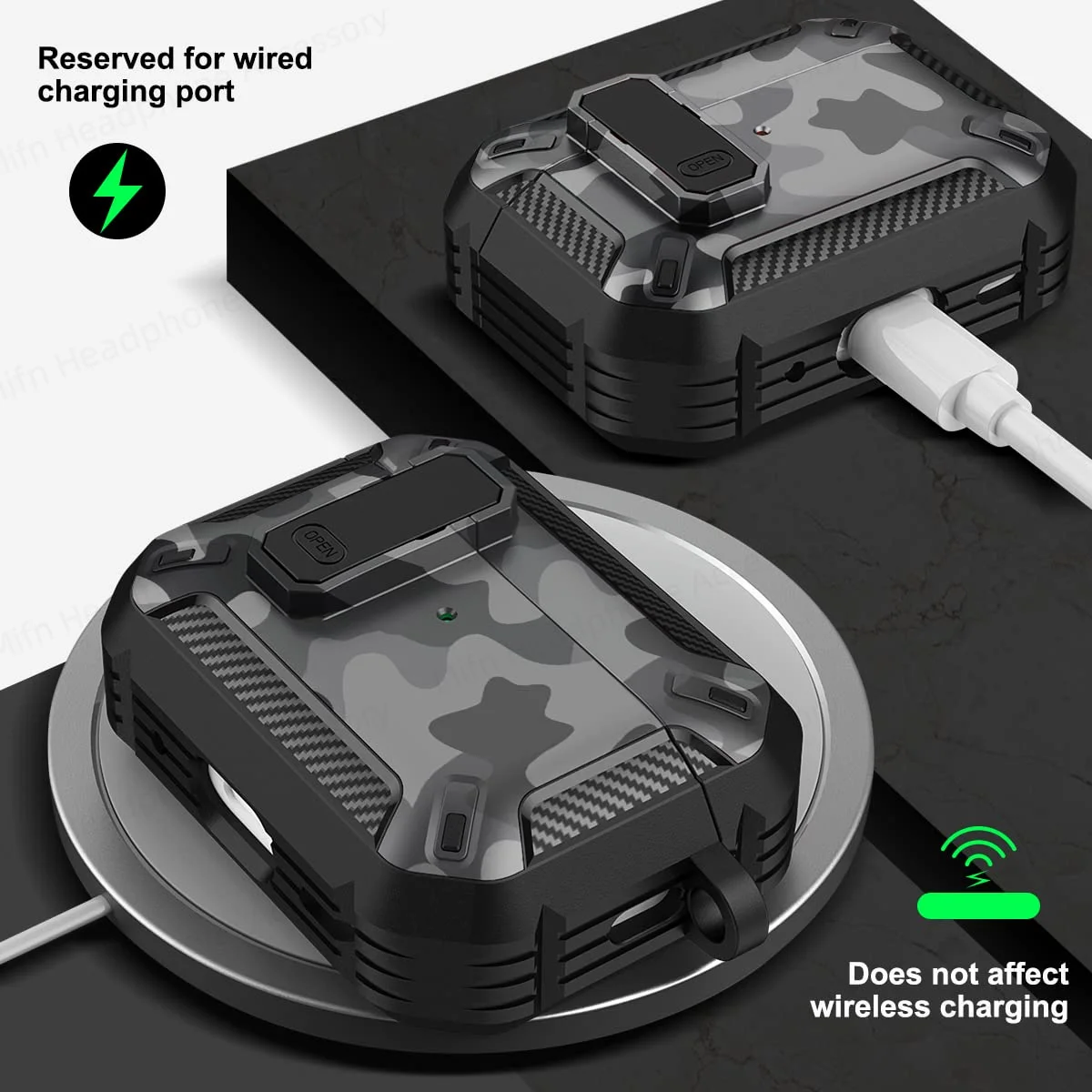 case for 2025 airpod pro apple airpods pro3 Camouflage Gray Cover Shockproof Case secure lock cases For Airpods 4 4th 3 Fundas