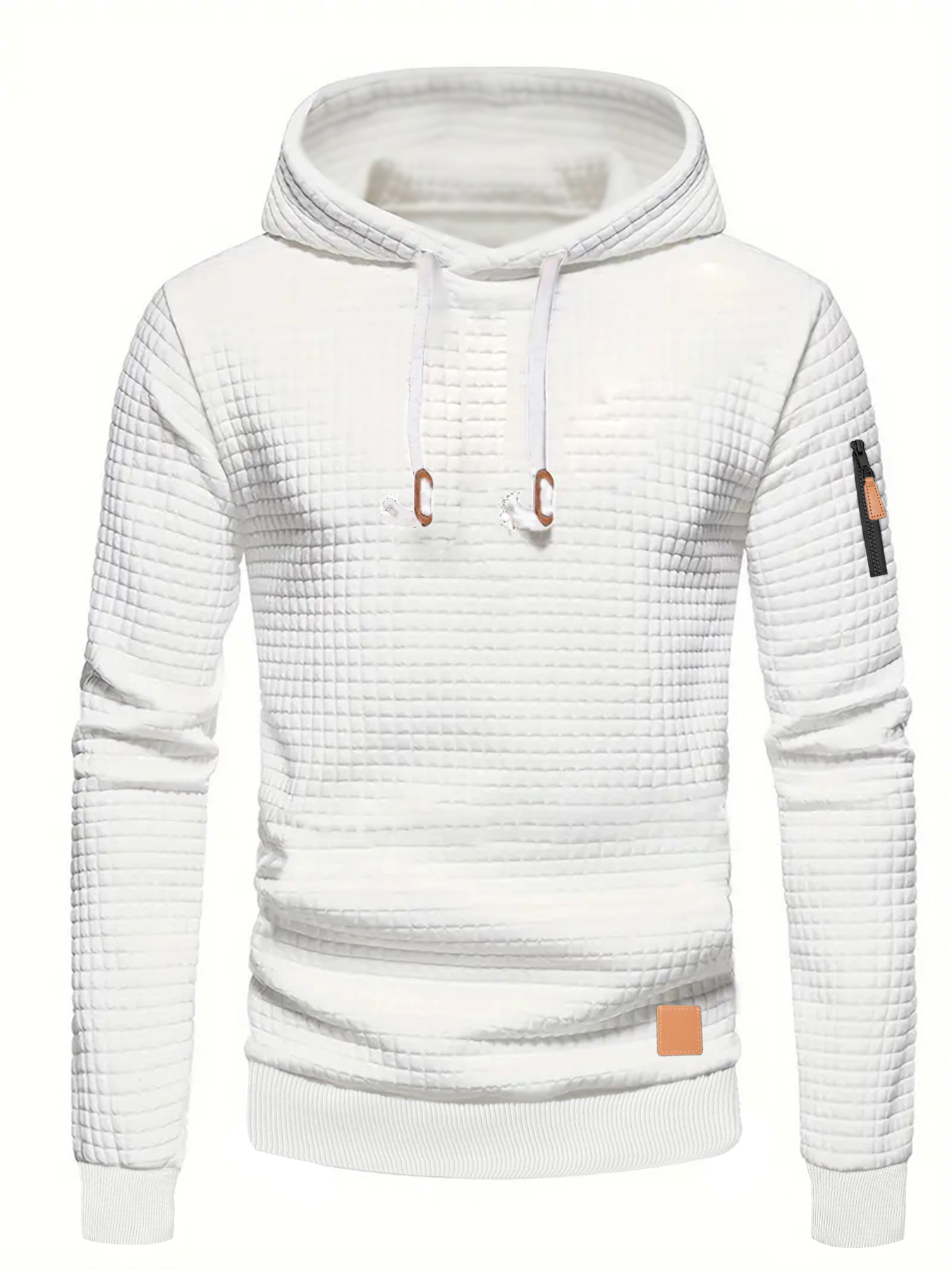 Moletom com capuz masculino padrão waffle outono/inverno casual sólido pulôver quente moletom solto esportes ao ar livre com capuz tops roupas masculinas