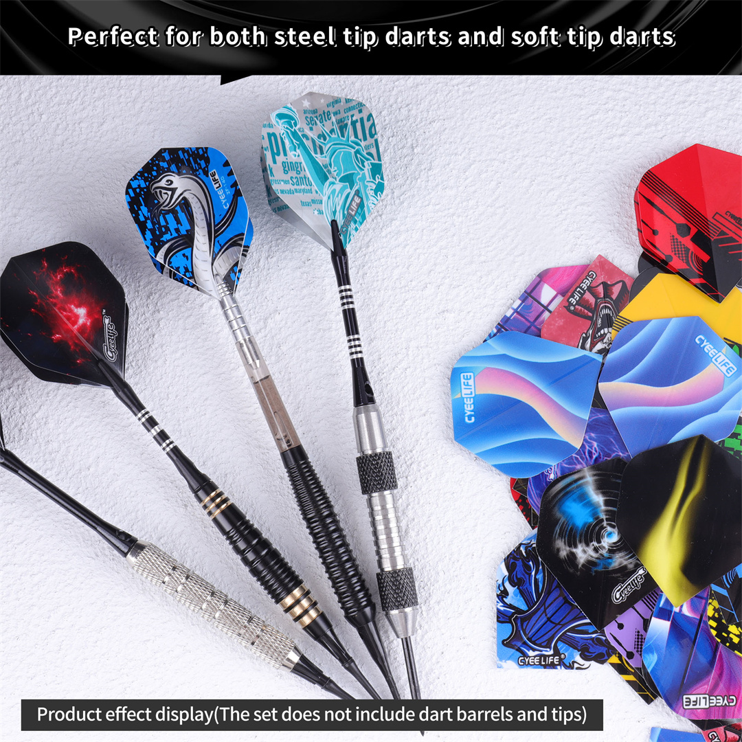 CyeeLife 90pcs Dart Flights Multiple Styles Colorful PET Darts Flights high quality durable PVC Dart Accessories