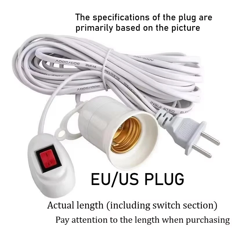 Bases de lámpara universales con interruptor, adaptador de enchufe de bombilla Led E27, soporte de lámpara de tornillo, accesorios, herramientas, suspensión de dos enchufes, 3/5/8/10m