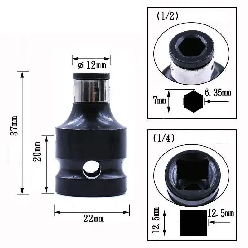 Telescopic Hex Shank Socket Converter 1/2 Inch Square To 1/4 Inch Hex Ratchet Socket Impact Wrench Sleeve Socket  Adapter