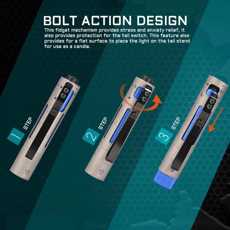 ACEBEAM Titanium LED Flashlight Rider RX 2.0 Max 700 Lumens EDC AA Flashlight, Bolt-action Design IP68 Waterproof handby toy