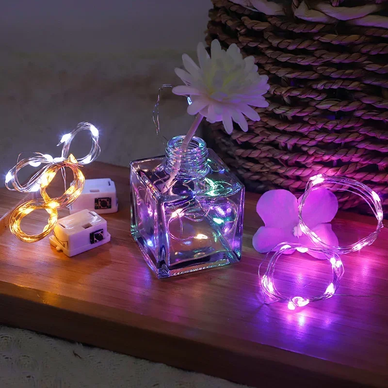 ไฟ LED Fairy ปุ่มแบตเตอรี่ Light String คริสต์มาสงานแต่งงานปีใหม่ห้องนอนห้องนั่งเล่นตกแต่งสวน Garland
