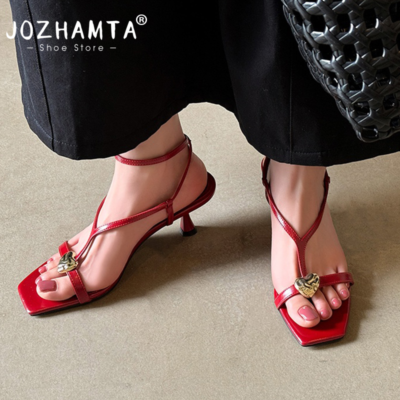 JOZHAMTA, размеры 34–40, пикантные женские босоножки на высоком каблуке, туфли из натуральной кожи, вечерние свадебные туфли, офисные туфли-лодочки, летние модельные туфли