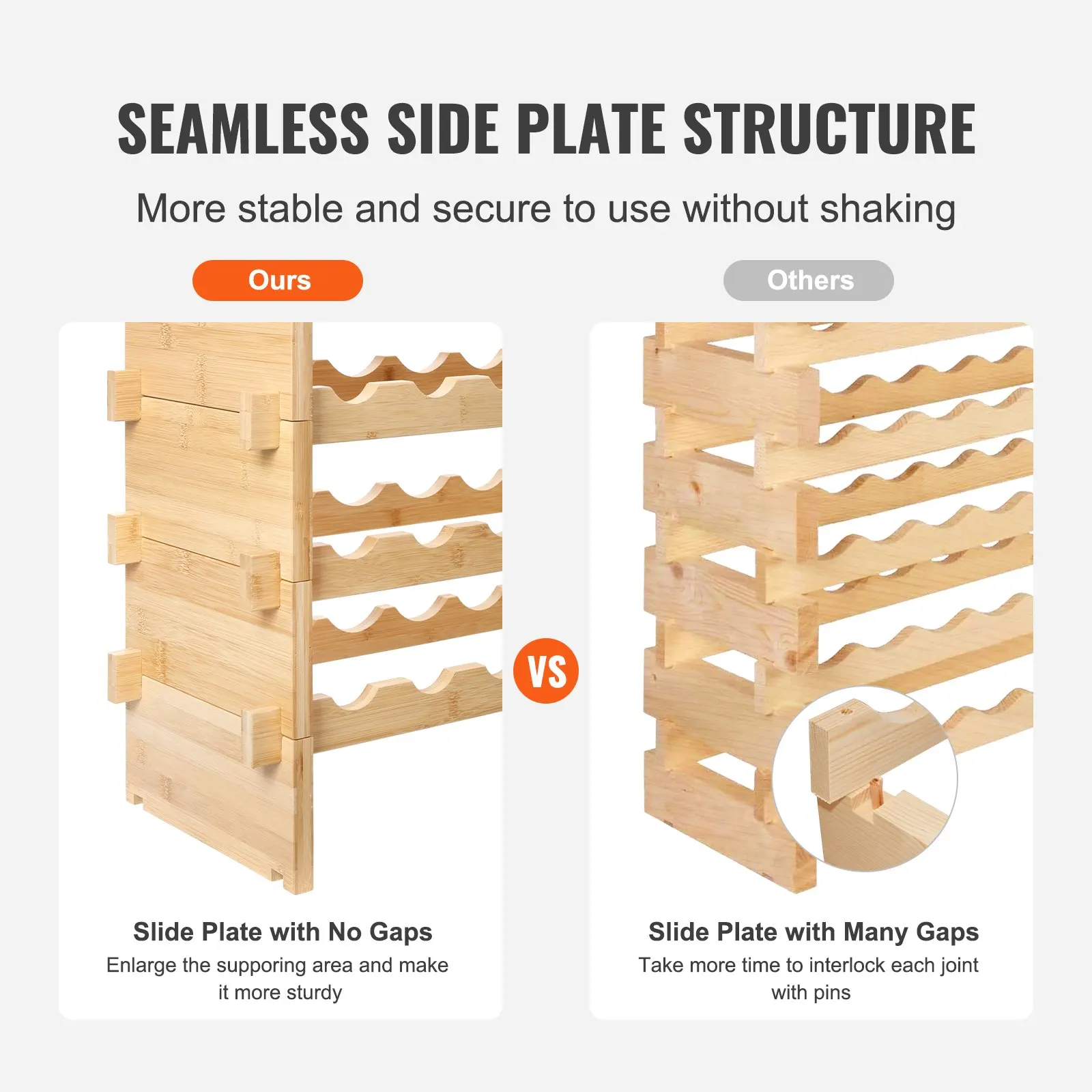 VEVOR 18/36/42/48/72Bottle Stackable Modular Wine Rack Free Standing Wine Storage Rack Bamboo Wine Holder Display Shelves Cellar